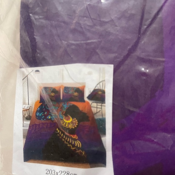 Purple African Print Duvet set cover set. 3pcs for full size bed. - Picture 2 of 3
